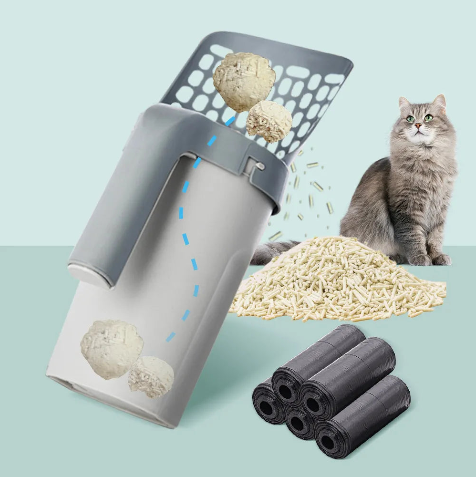 Pá Portátil Higiênica Com Dispenser Para Caixa de Areia De Gatos